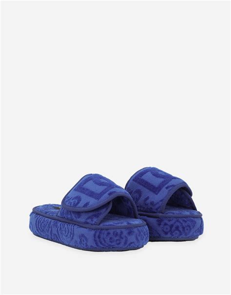 dolce gabbana blue plateau|Terry Cotton Plateau Slippes in Multicolor .